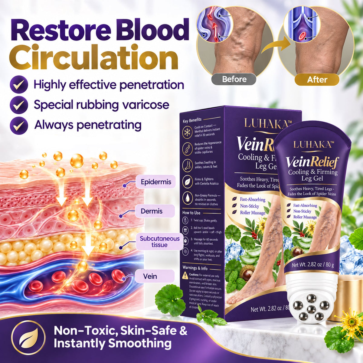 LUHAKA™ VeinRelief Cooling Herbal Leg Gel
