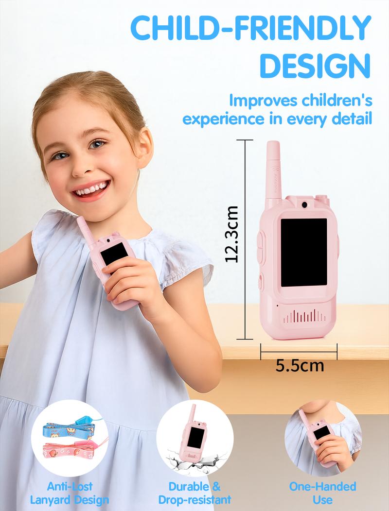 Kids Walkie Talkies w/ Camera (2-Pack) 📱🎮 – Long Range & Fun Audio 🌈 – For Ages 3-12 🎁