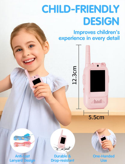 Kids Walkie Talkies w/ Camera (2-Pack) 📱🎮 – Long Range & Fun Audio 🌈 – For Ages 3-12 🎁