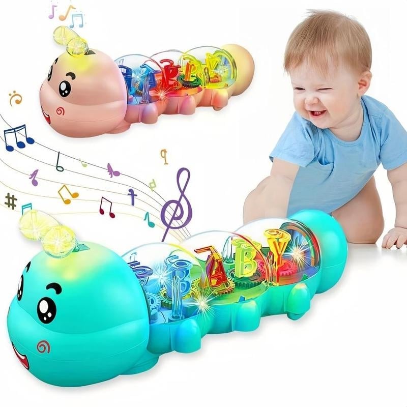 Crawling Toy. Caterpillar Design Tummy Time Toy with Light & Music Musical Light Up