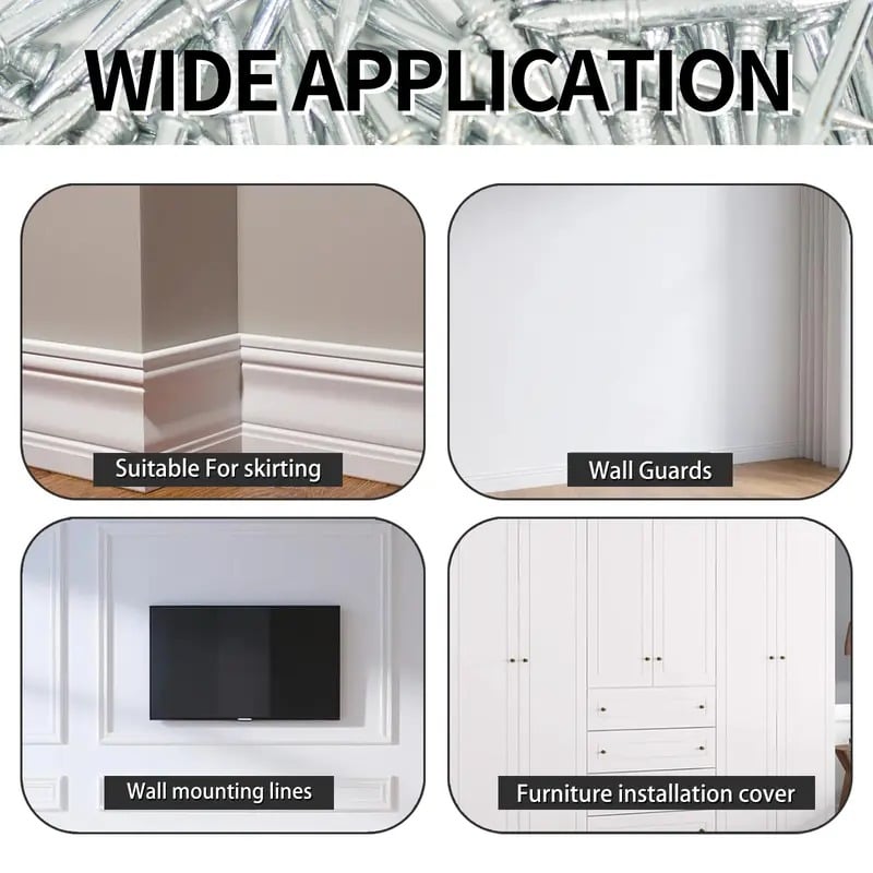 ✨Double-Head Skirting Thread Seamless Nail. Skirting Line Without Marks Nail. Invisible Security Screws Equipped with Nail Specific Sleeve Tool