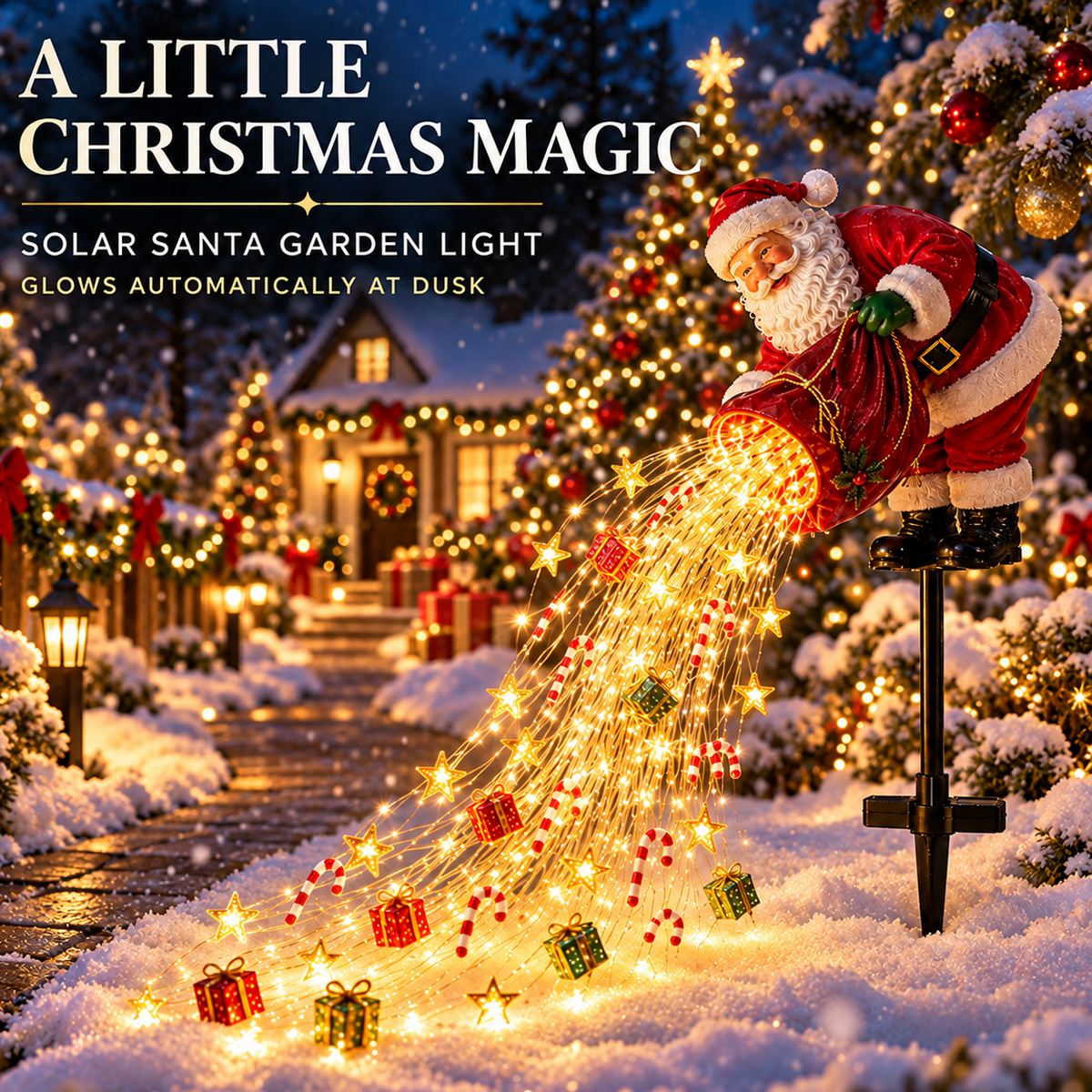 🎅 Santa’s Magic Pour – Flowing LED Christmas Garden Light 🎁
