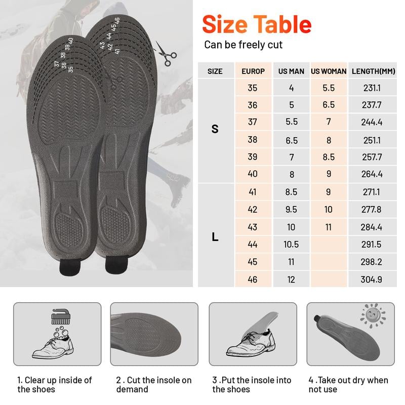 Heated Insoles for Women Men with Remote Control 3 Heat Settings
