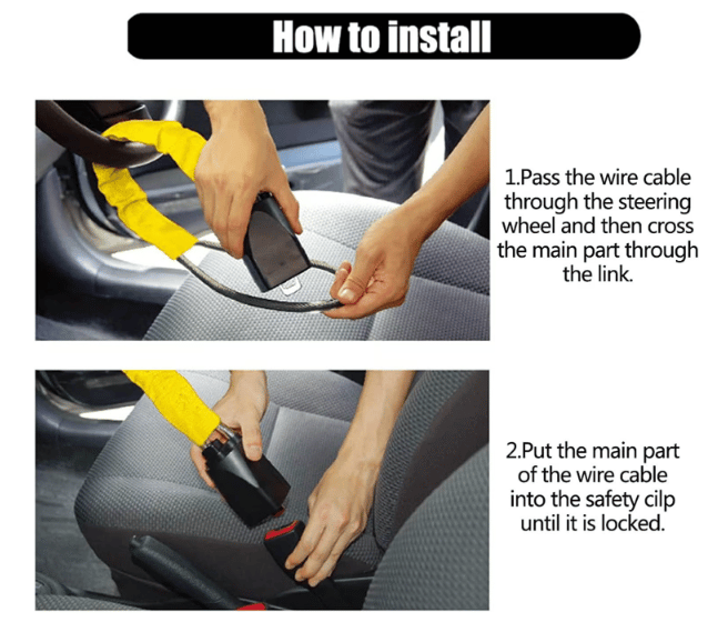 🏆 50K+ SOLD! – Almost Gone💥🚗Car Steering Wheel Lock Seat Belt Lock Anti-Theft Device