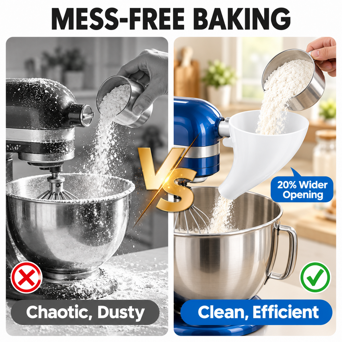 ❤LAST DAY 50% OFF - ✨Flour Funnel for Kitchen Aid Stand Mixer