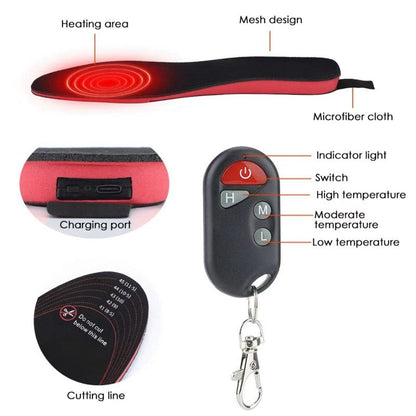 Heated Insoles for Women Men with Remote Control 3 Heat Settings