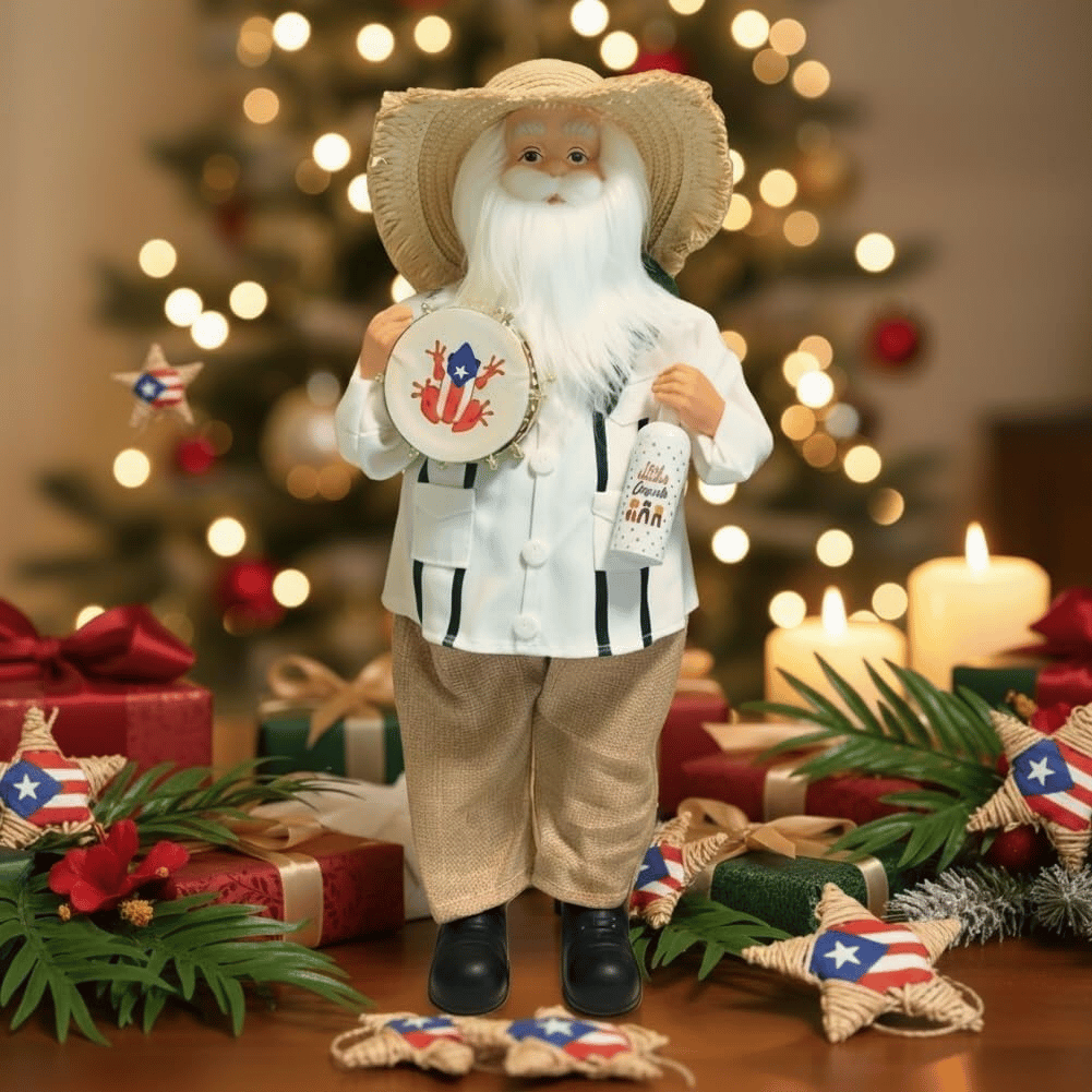 🎄🎅Puerto Rican Santa Claus – Coquito & Tambor Holiday Decor🎶
