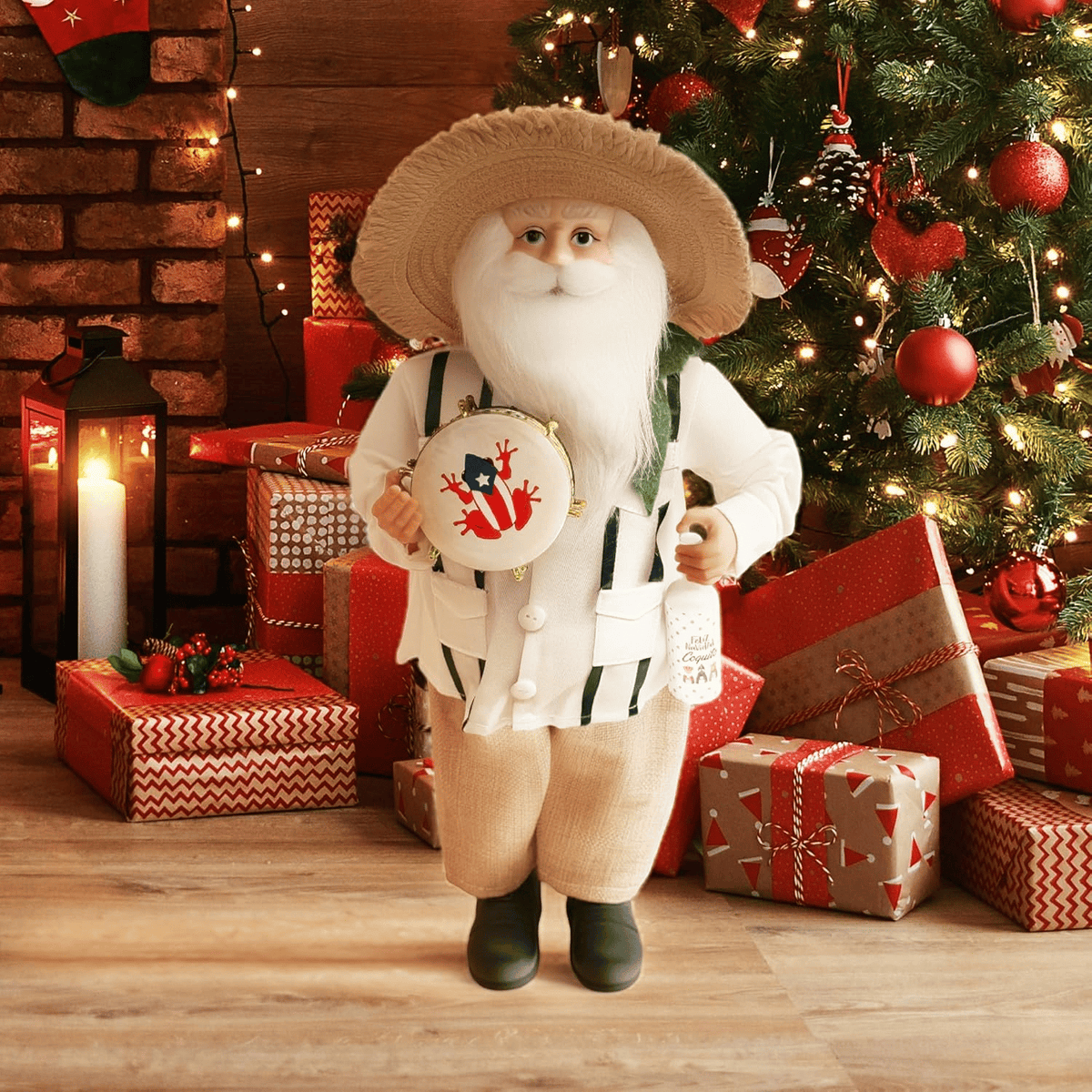 🎄🎅Puerto Rican Santa Claus – Coquito & Tambor Holiday Decor🎶