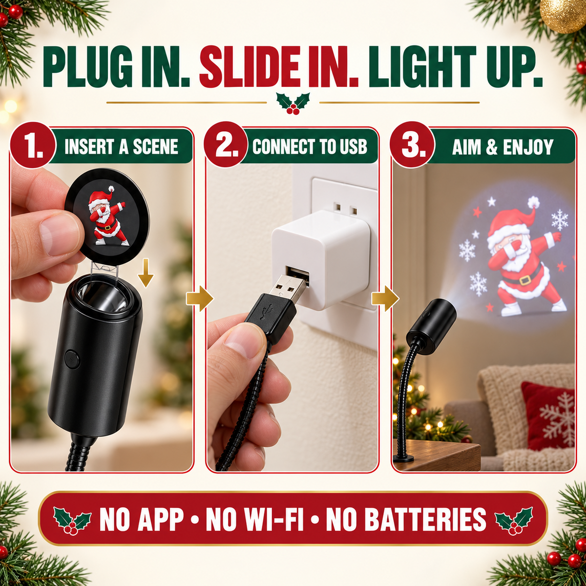 ✨HD Christmas Projector – 6 or 10 Festive Scenes