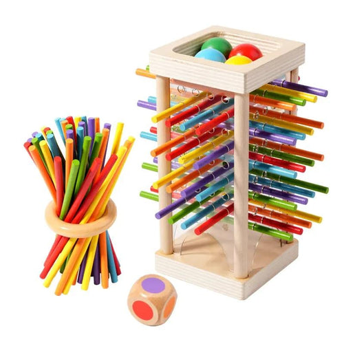 🔥Wooden Stick Game. Colorful Educational Toy for Cognitive Development & Focus Training. Includes Mixed Colors Sticks and one-level Puzzle