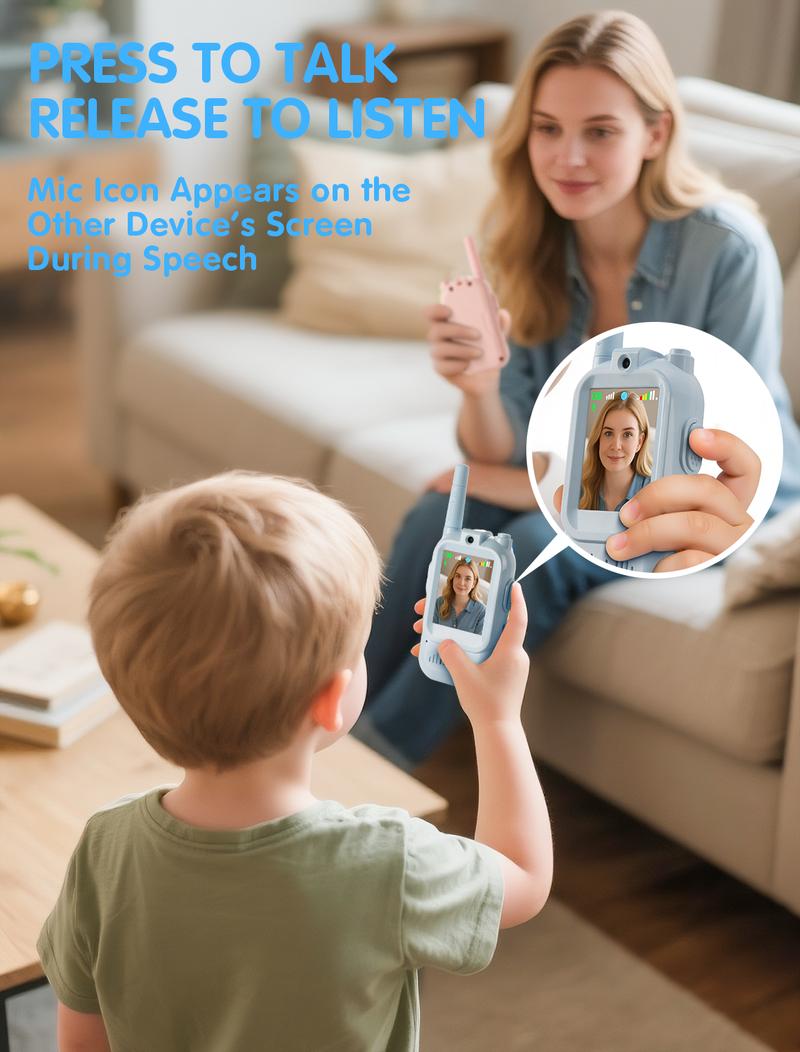 Kids Walkie Talkies w/ Camera (2-Pack) 📱🎮 – Long Range & Fun Audio 🌈 – For Ages 3-12 🎁