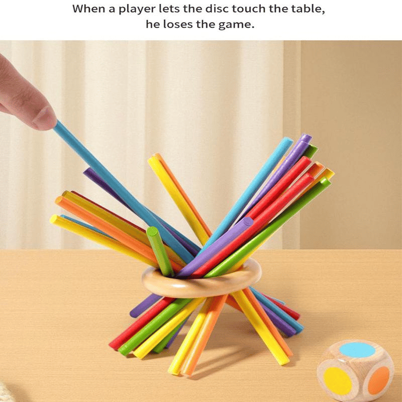 🔥Wooden Stick Game. Colorful Educational Toy for Cognitive Development & Focus Training. Includes Mixed Colors Sticks and one-level Puzzle