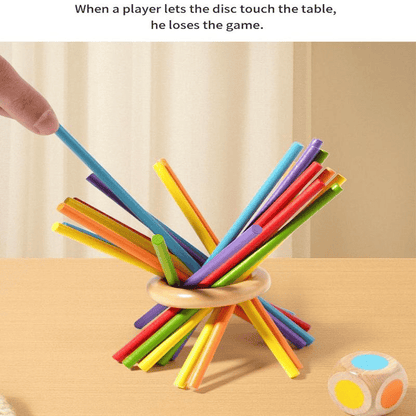 🔥Wooden Stick Game. Colorful Educational Toy for Cognitive Development & Focus Training. Includes Mixed Colors Sticks and one-level Puzzle