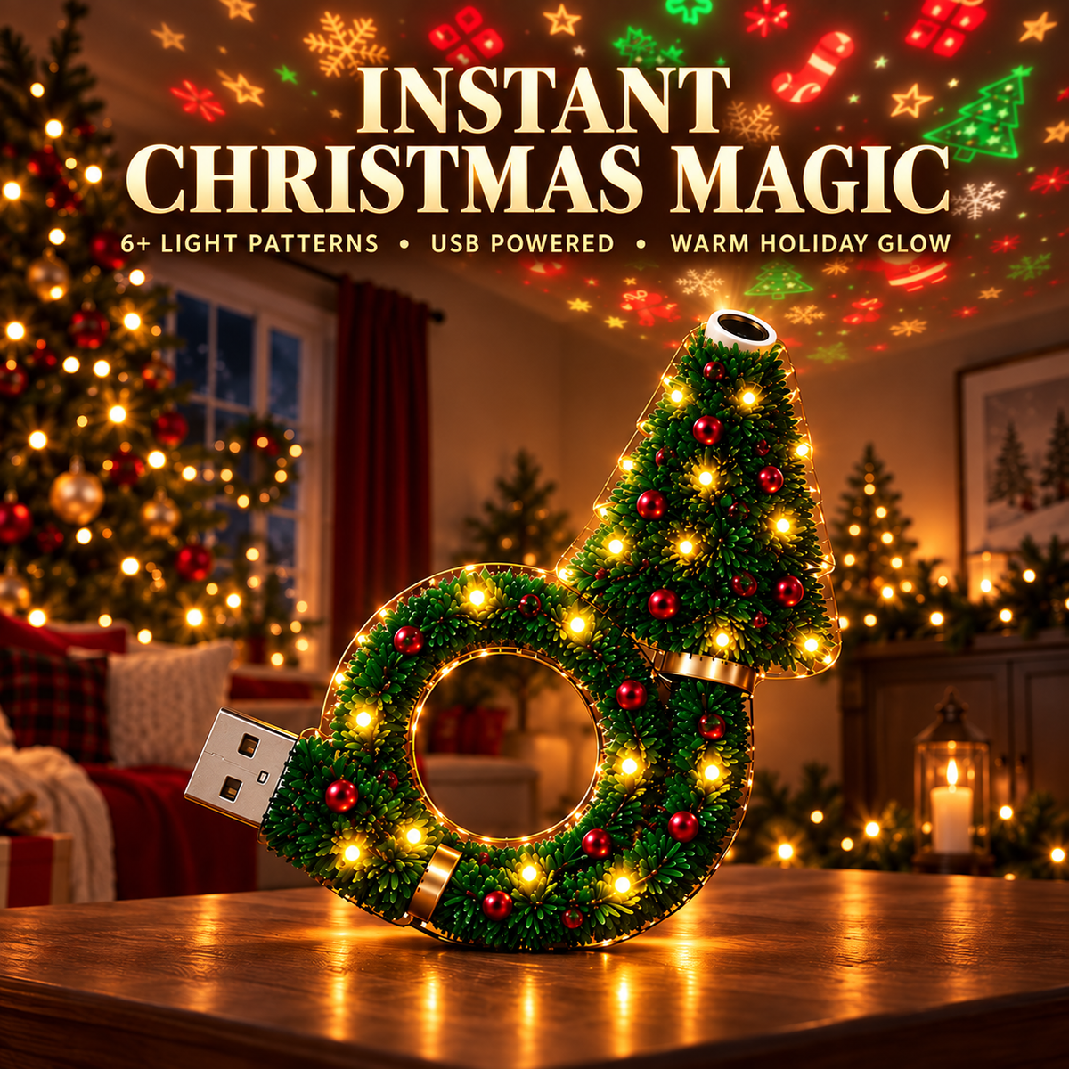 2026 New USB Plug-In Christmas Projector Night Light 🎄