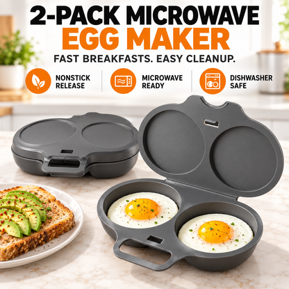 2‑Pack Easy‑To‑Clean Microwave Omelette Maker, Multifunctional Egg Poacher 🍳