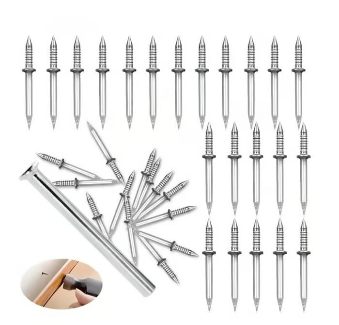 ✨Double-Head Skirting Thread Seamless Nail. Skirting Line Without Marks Nail. Invisible Security Screws Equipped with Nail Specific Sleeve Tool