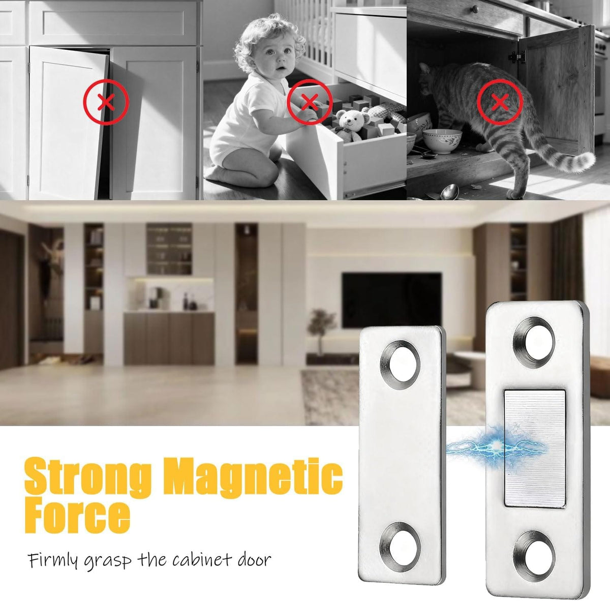 Cilifer®16 Pcs Cabinet Magnetic Catch without Punching. for Cabinets. Drawers