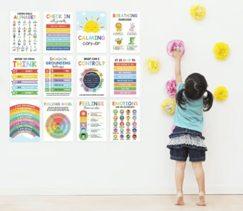 🔥12 Calming Corner Classroom Posters - Feelings Wheel Chart & Emotions Poster For Kids