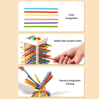🔥Wooden Stick Game. Colorful Educational Toy for Cognitive Development & Focus Training. Includes Mixed Colors Sticks and one-level Puzzle