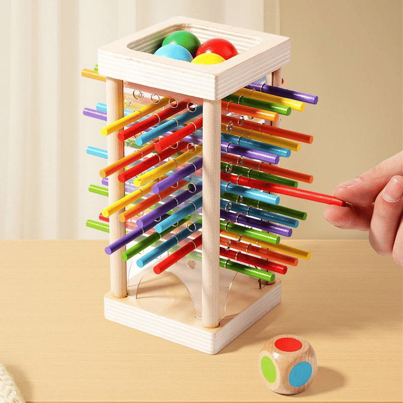 🔥Wooden Stick Game. Colorful Educational Toy for Cognitive Development & Focus Training. Includes Mixed Colors Sticks and one-level Puzzle