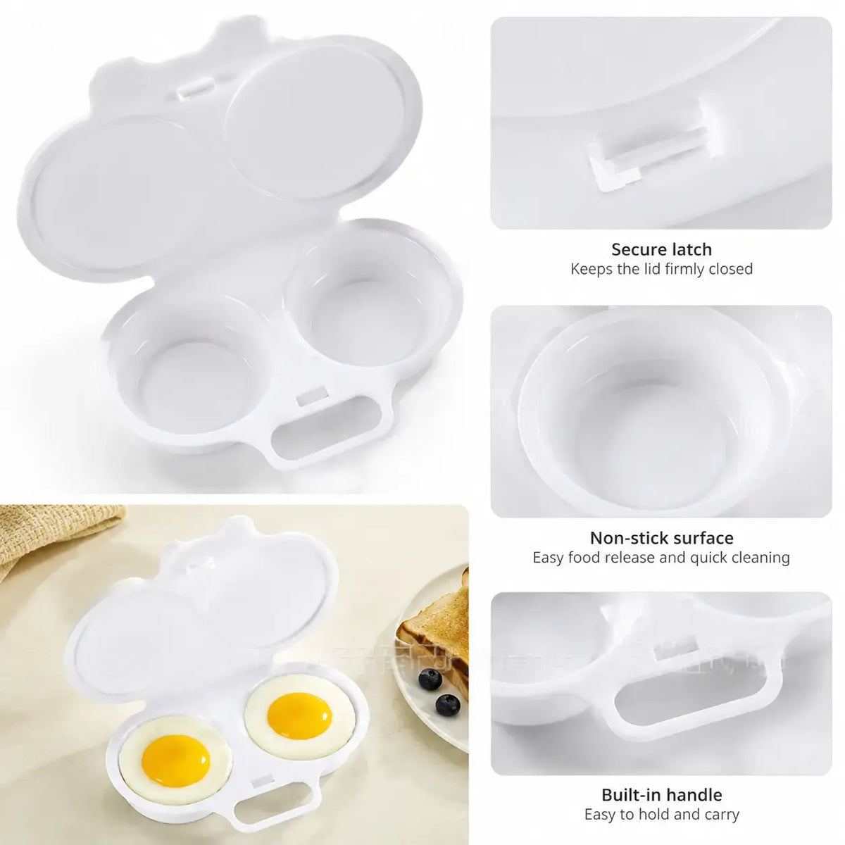 2‑Pack Easy‑To‑Clean Microwave Omelette Maker, Multifunctional Egg Poacher 🍳
