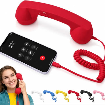 Retro Phone Handset – Type-C / 3.5mm Wired Receiver with Mic & Volume Control